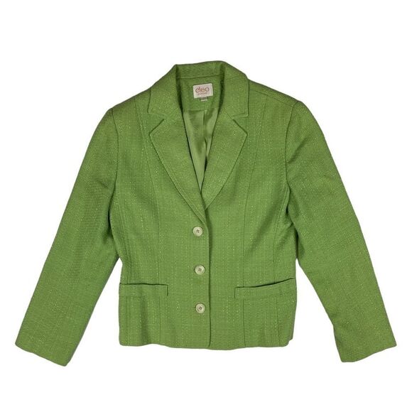 Cleo Petite Blazer Lime Green Woven Lined Dry Clean Women's 2 - Picture 1 of 10